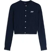 Tommy Hilfiger Casaco de malha 'Slim Pointelle Flag' azul escuro