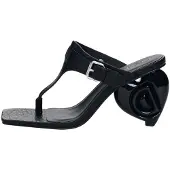 Desigual , Sandália de salto efeito pele, Mulher, Poliuretano, Preto, 38