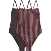 The Set Fato de banho castanho / vermelho vinho / preto / branco