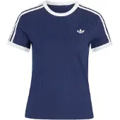 Adidas Originals Camisa '3 STRIPES SLIM' azul escuro / branco