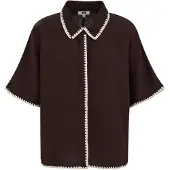 We fashion Blusa castanho escuro / branco