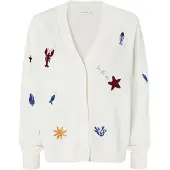 TATUUM Casaco de malha 'Teda' azul / laranja escuro / vermelho vinho / offwhite