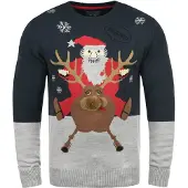 Blend Pullover 'Rudolph' azul escuro / cinzento / vermelho / branco
