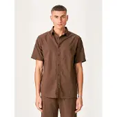 TeeShoppen Camisa ' Linen Blend ' castanho escuro