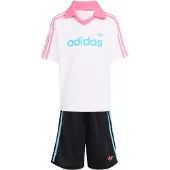 Adidas CONJUNTO DE POLO COM RISCAS FINAS E CALÇÕES