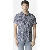 KOROSHI Camisa azul escuro / branco natural