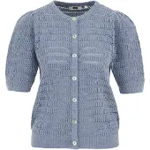 We fashion Casaco de malha azul fumado