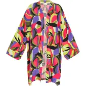 IZIA Kimono maçã / verde claro / roxo / vermelho florescente / preto