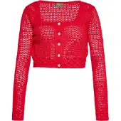 Ebeeza Casaco de malha bege claro / vermelho