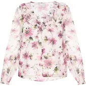 Usha Blusa 'Fashion Look' verde / cor-de-rosa / eosin / branco