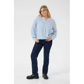 KAFFE CURVE Blusa 'KCDiana' azul céu / branco