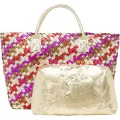 Faina Shopper ouro / oliveira / fúcsia / vermelho