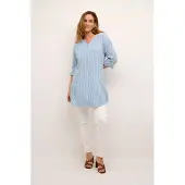 Cream Túnica 'Venta' azul / branco