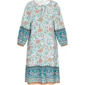Usha Vestido 'Festival' azul / aqua / castanho