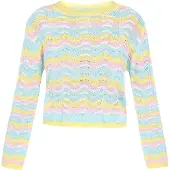 IZIA Pullover azul claro / amarelo claro / cor-de-rosa / branco