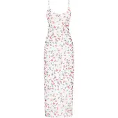 Mymo Vestido de verão 'Spring Summer' verde relva / carmesim / branco