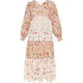 Usha Vestido azul / laranja / vermelho / branco