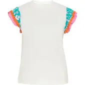 Usha Blusa 'Fashion Look' esmeralda / lagosta / cor-de-rosa / branco
