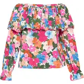 FELIPA Blusa 'Fashion Look' verde escuro / laranja / rosa / branco