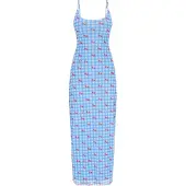 Mymo Vestido de verão 'Spring Summer' azul claro / vermelho / offwhite
