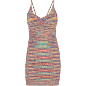 Mymo Vestido de malha 'Spring Summer' azul escuro / amarelo / jade / vermelho
