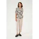 Kaffe Blusa 'Manilla' estuque / preto / branco