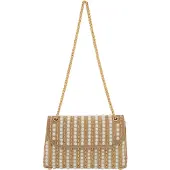 Faina Mala de ombro bege / ouro / branco pérola