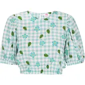 Mymo Blusa 'Spring Summer' azul céu / azul claro / verde escuro / branco