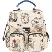 Mymo Mochila 'Pop Eyetheme' verde / cor-de-rosa / preto / branco lã