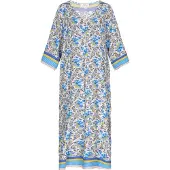 Usha Vestido creme / azul / aqua / amarelo