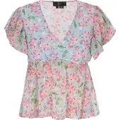 Faina Blusa azul claro / verde / rosa