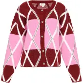 IZIA Casaco de malha rosa / borgonha