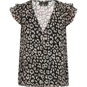 Faina Blusa 'Fashion Look' estuque / preto