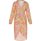 Usha Vestido 'Festival' azul claro / laranja / alperce / rosa