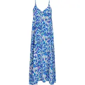 Mymo Vestido de verão azul / lima / rosa claro / branco
