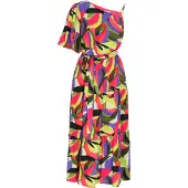 IZIA Vestido de verão roxo / rosa / preto