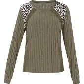 Faina Pullover cáqui / preto / branco
