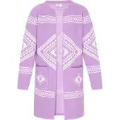 IZIA Casaco de malha lavanda / branco