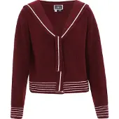 Dreimaster Maritim Casaco de malha vermelho escuro / branco