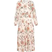 Usha Vestido bege / creme / castanho escuro / verde relva