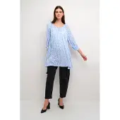 Kaffe Túnica 'Amber' azul claro / branco