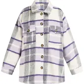 Mymo Casaco meia-estação cinzento claro / roxo / ameixa / branco lã