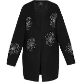 Faina Sobretudo de malha preto / branco
