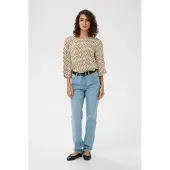 Kaffe Blusa 'KAEbellen Amber' bege escuro / branco