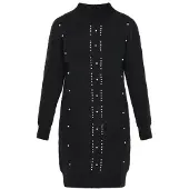 Faina Vestido de malha preto / branco pérola