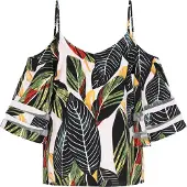 Faina Blusa 'Fashion Look' verde escuro / vermelho / preto / branco