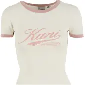 Karl kani Camisa 'Varsity' bege claro / rosa claro