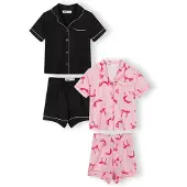 MINOTI Pijama rosa / cor-de-rosa / preto / branco
