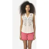 KOROSHI Blusa azul céu / vermelho / preto / offwhite
