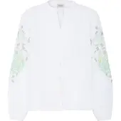 Fransa Blusa 'FROLANA' verde / branco